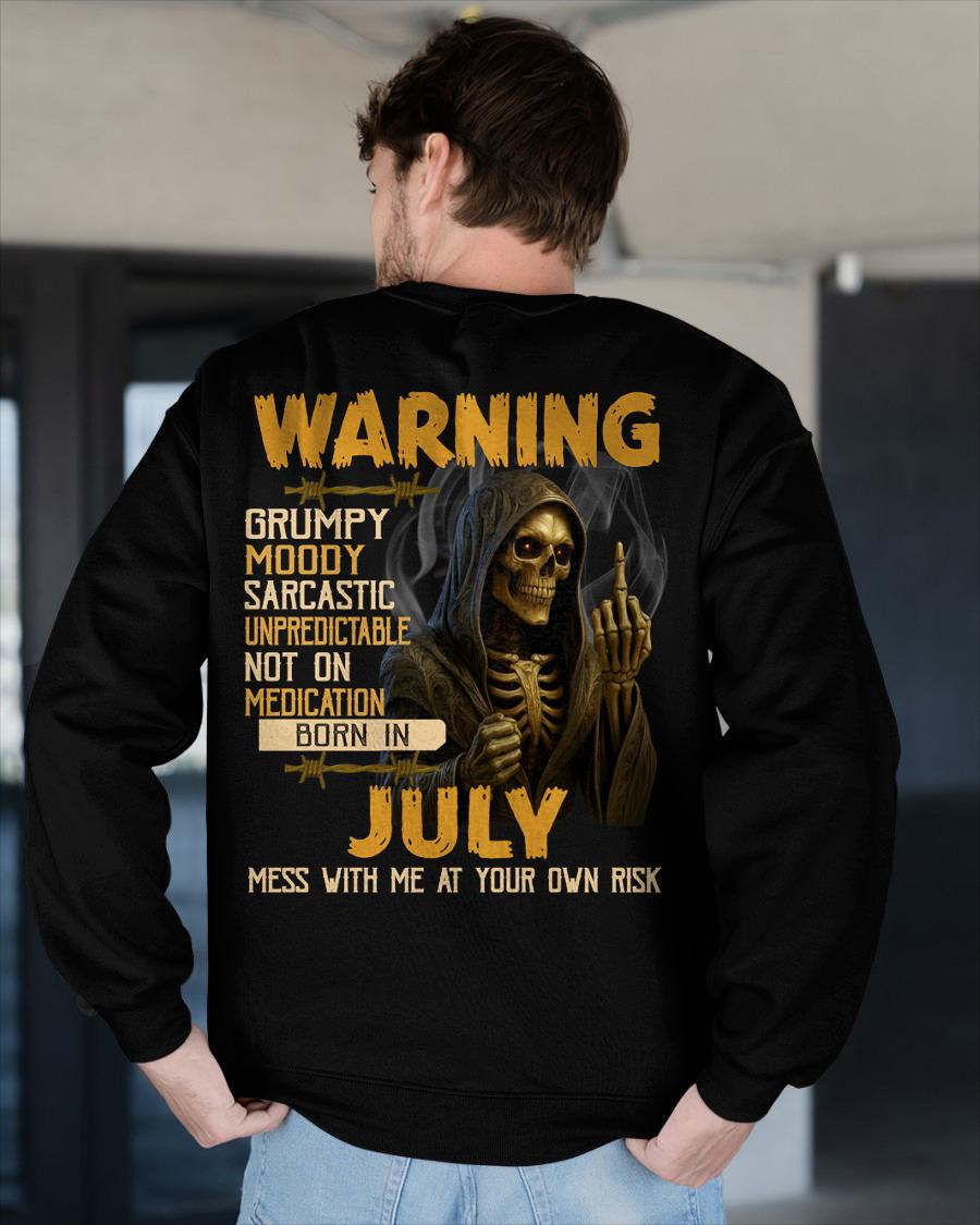 JULY - WARNING GRUMPY MOODY - BIRTHDAY T-SHIRT FOR MEN - EBIL07 (SKU26T-01-07-07)