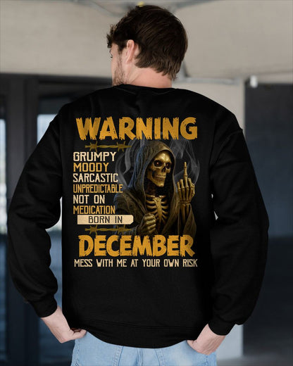 DECEMBER - WARNING GRUMPY MOODY - BIRTHDAY T-SHIRT FOR MEN - EBIL12 (SKU26T-01-07-12)