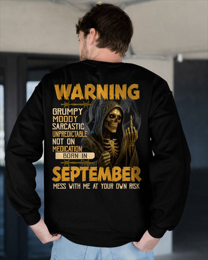 SEPTEMBER - WARNING GRUMPY MOODY - BIRTHDAY T-SHIRT FOR MEN - EBIL09 (SKU26T-01-07-09)