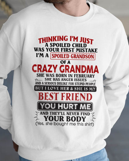 February - Thinking I'm Just A Spoiled Child Was Your First Mistake – Gift For Grandson From Grandma – DOAN02 (SKU26T-01109-02)