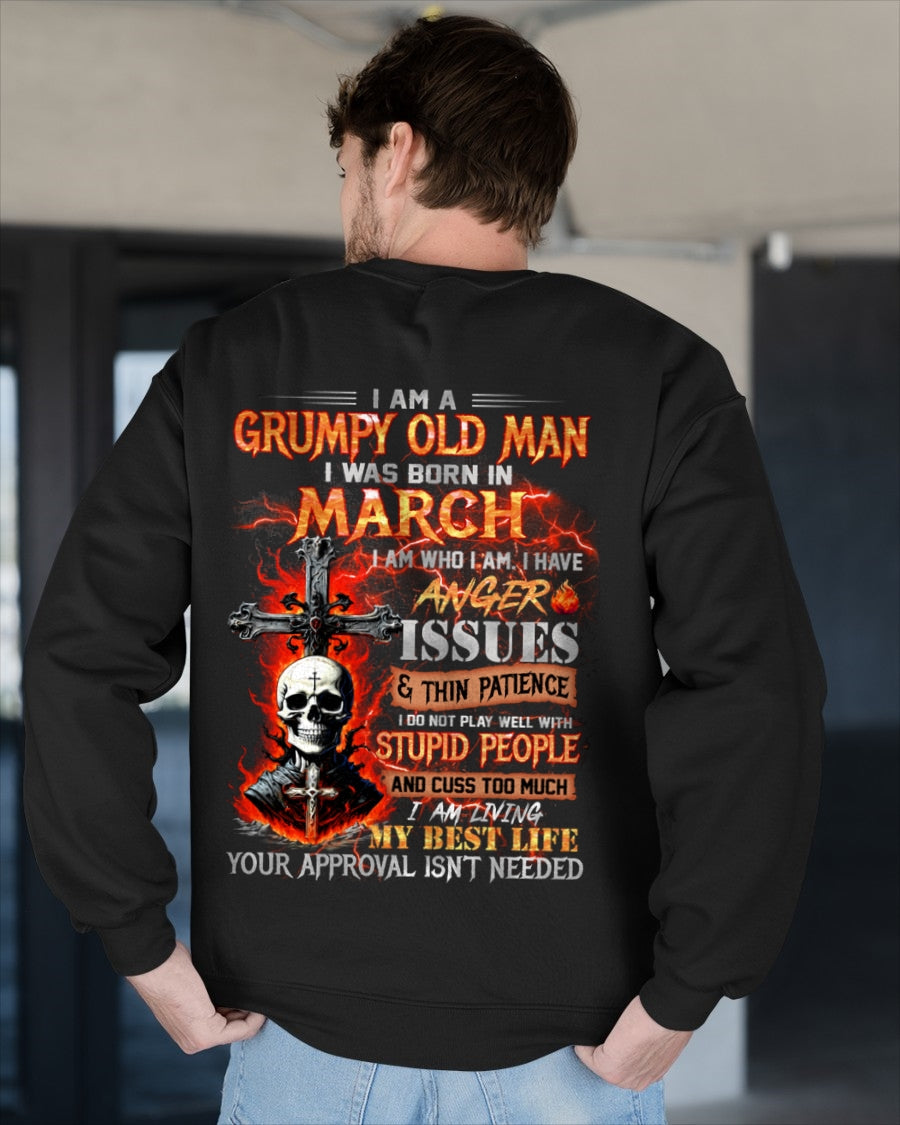 MARCH - GRUMPY OLD MAN T-SHIRT - FUNNY SKULL ANGER ISSUES TEE - PERFECT GIFT FOR MEN EBIL03 / male (SKU12-319-03)