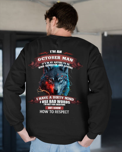 OCTOBER - KNOW HOW TO RESPECT - BIRTHDAY T-SHIRT FOR MEN - EBIL10 / male (SKU12-162-10)