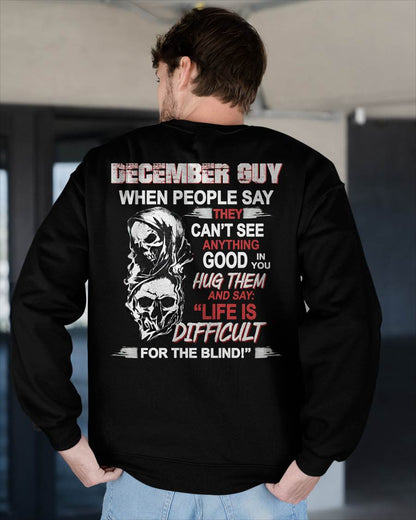 DECEMBER -  HUG THEM AND SAY... - BIRTHDAY T-SHIRT FOR MEN - EBIL12 (SKU12-253-12)