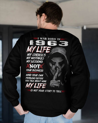 I WAS BORN IN 1963 - T-SHIRT FOR MAN - DONN1963 (SKU07-1963)