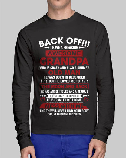 December - Back Off!!! I Have A Freaking Awesome Grandpa – Gift For Grandson And Granddaughter From Grandpa – DOAN12 (SKU10-153-12)