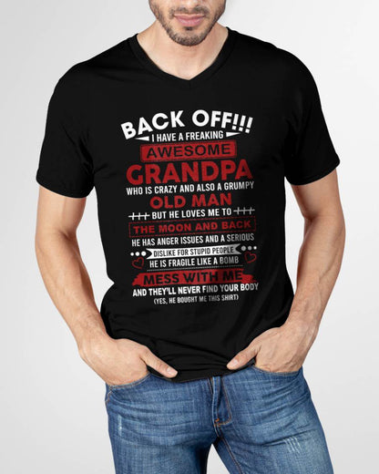 Back Off!!! I Have A Freaking Awesome Grandpa – Gift For Grandson And Granddaughter From Grandpa – DOAN00 (SKU10-153-00)