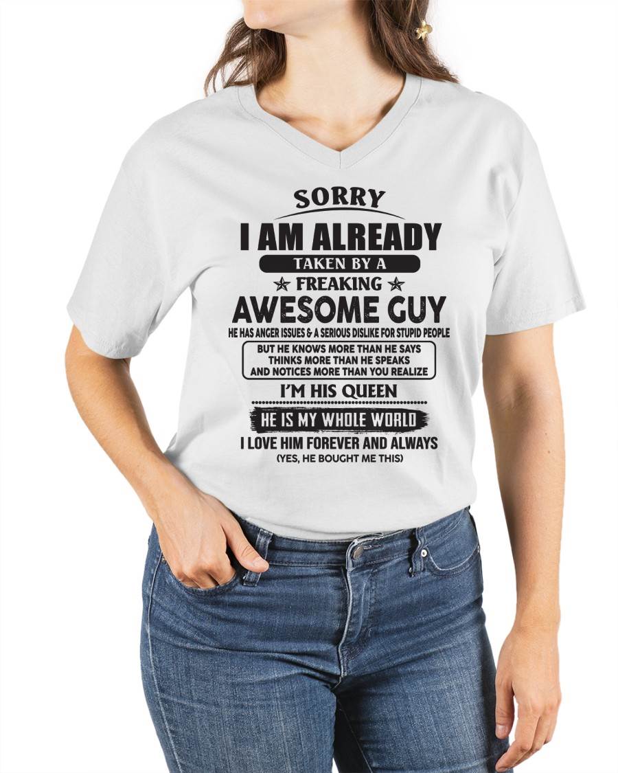 Sorry I Am Already Taken By A Freaking Awes Some Guy - Gift For Your Girlfriend, Wife From Husband - DONN00 (SKU07-177-00)