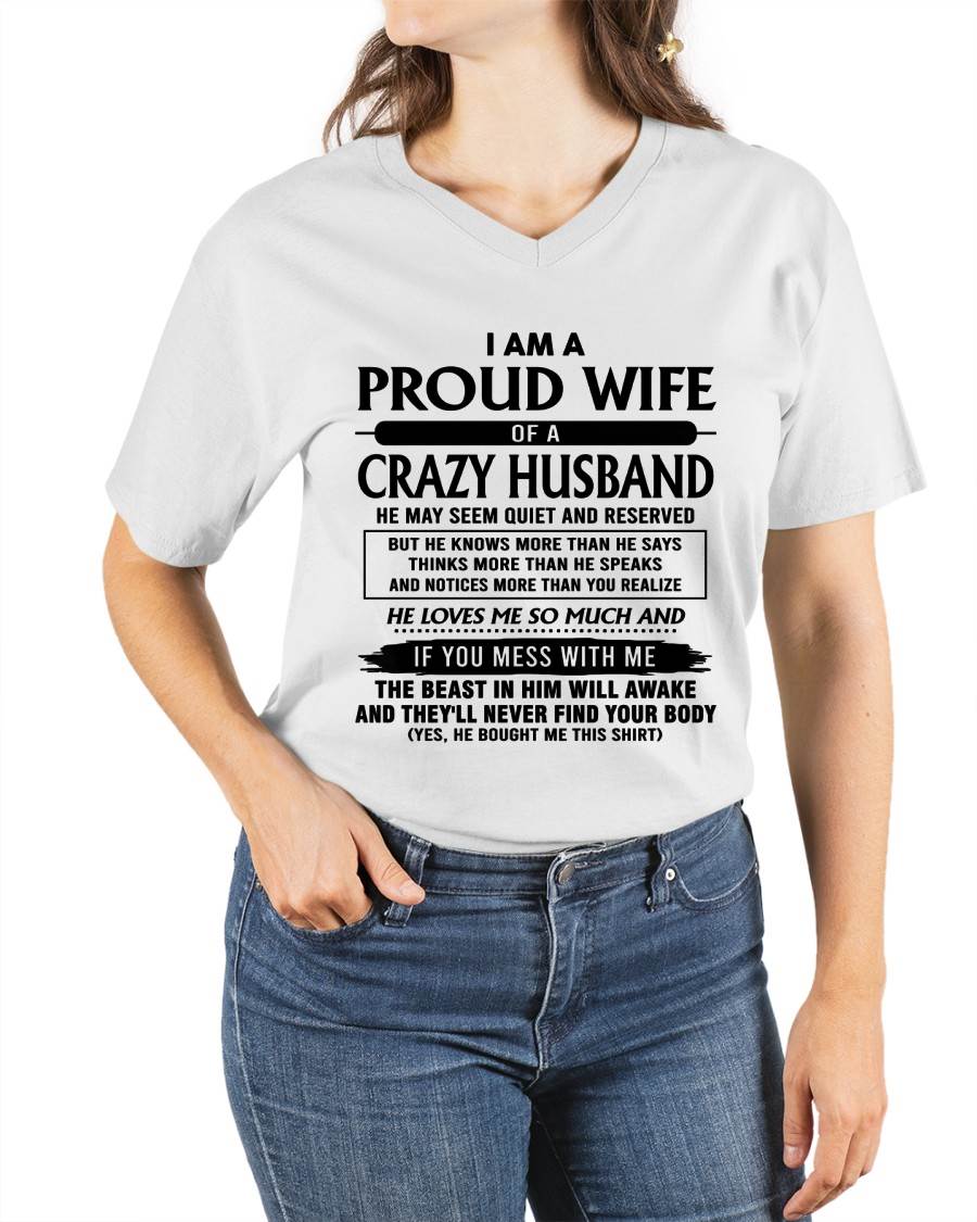 I Am A Proud Wife Of A Crazy Husband – Gift For Wife From Husband – DONN00 (SKU26T-01-64-00)