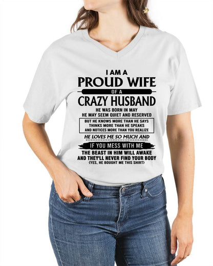 May - I Am A Proud Wife Of A Crazy Husband – Gift For Wife From Husband – DOAN05 (SKU26T-01-64-05)