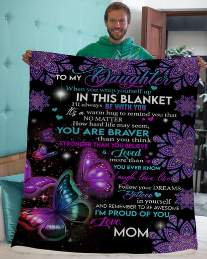 To My Daughter - Gift For Daughter Sherpa Fleece Blanket - from mom
