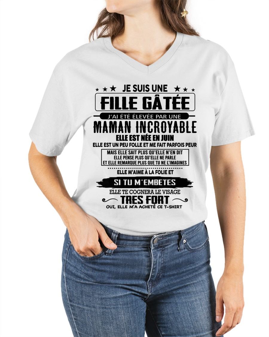 JUIN - T-SHIRT JE SUIS UNE FILLE CHANCEUSE – CADEAU TOUCHANT DE MAMAN INCROYABLE - fr06 / DONN06 (SKU26T-0190-06)