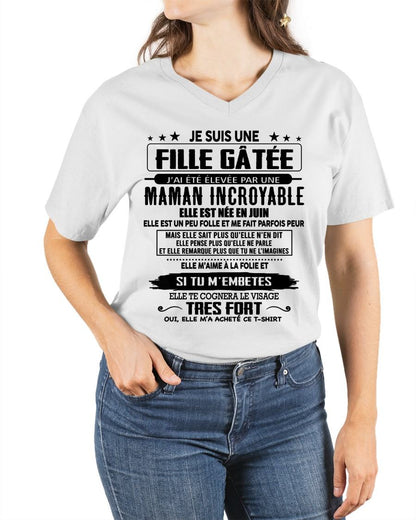 JUIN - T-SHIRT JE SUIS UNE FILLE CHANCEUSE – CADEAU TOUCHANT DE MAMAN INCROYABLE - fr06 / DONN06 (SKU26T-0190-06)