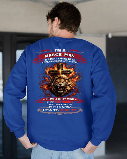 MARCH - KIND AND LOVING ARE MY NATURE - PREMIUM DTG PRINT BIRTHDAY T-SHIRT FOR MEN - EBIL03 (SKU26T-01-31-03)