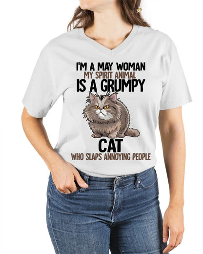 MAY - MY SPIRIT ANIMAL IS A GRUMPY CAT - BIRTHDAY SHIRT FOR WOMEN - EBIL05 (SKU12-278-05)