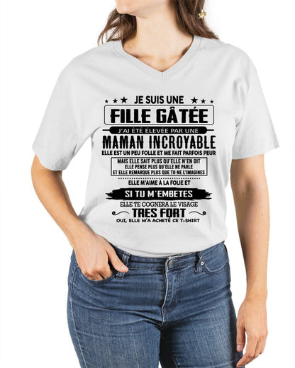 T-SHIRT JE SUIS UNE FILLE CHANCEUSE – CADEAU TOUCHANT DE MAMAN INCROYABLE - frEBIL00 (SKU26T-0190-00)