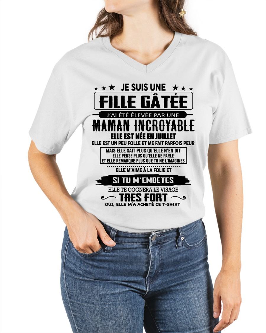 JUILLET - T-SHIRT JE SUIS UNE FILLE CHANCEUSE – CADEAU TOUCHANT DE MAMAN INCROYABLE - fr07 / DONN07 (SKU26T-0190-07)