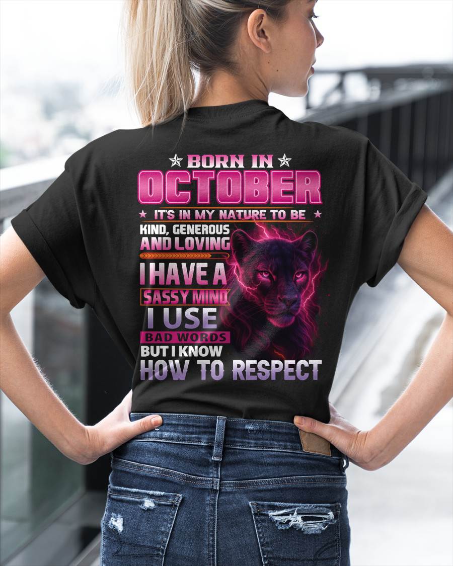 Born In October – T-Shirt For Woman – DONN10 (SKU09-24-10)