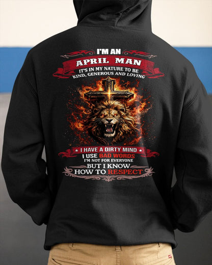 APRIL - KIND AND LOVING ARE MY NATURE - PREMIUM DTG PRINT BIRTHDAY T-SHIRT FOR MEN - EBIL04 (SKU26T-01-31-04)