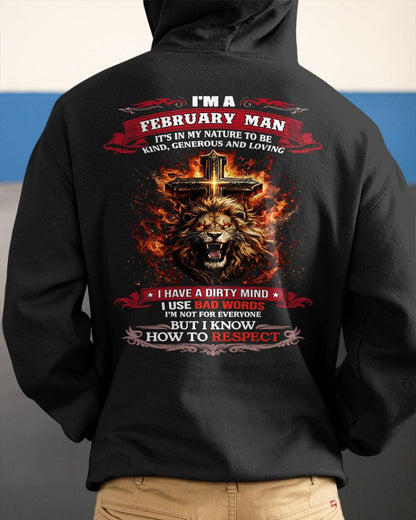 FEBRUARY - KIND AND LOVING ARE MY NATURE - PREMIUM DTG PRINT BIRTHDAY T-SHIRT FOR MEN - EBIL02 (SKU26T-01-31-02)