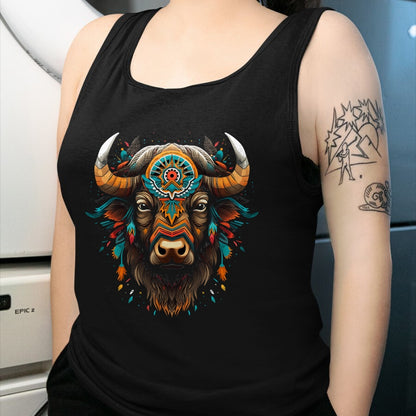 Native American T-Shirts, Vintage Native American Unisex T-Shirt/Hoodie/Sweatshirt HLT00 - American Flag - Bison American Buffalo Colorful Boho Native American Pattern T-Shirt