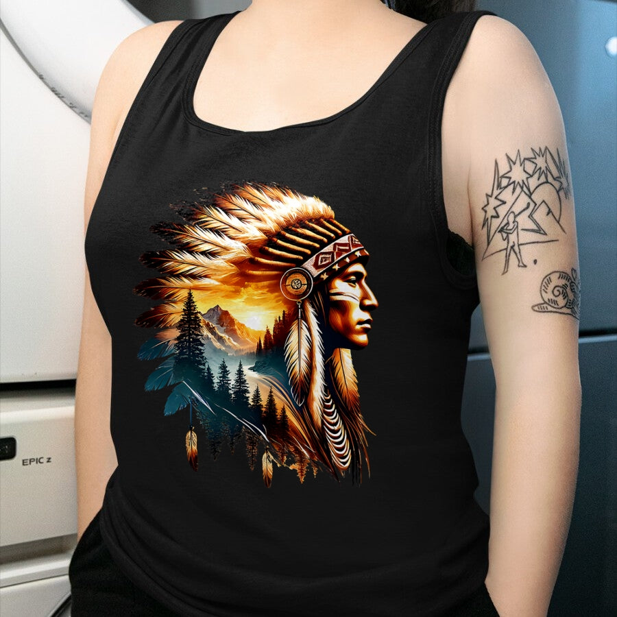 Native American T-Shirts, Vintage Native American Unisex T-Shirt/Hoodie/Sweatshirt HLT00 - American Flag - Cool Native American Indian Chief Men Women Native American T-Shirt (1)