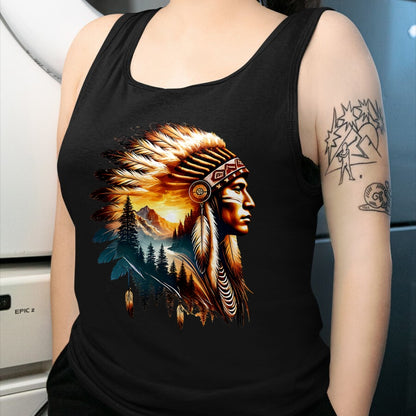 Native American T-Shirts, Vintage Native American Unisex T-Shirt/Hoodie/Sweatshirt HLT00 - American Flag - Cool Native American Indian Chief Men Women Native American T-Shirt (1)