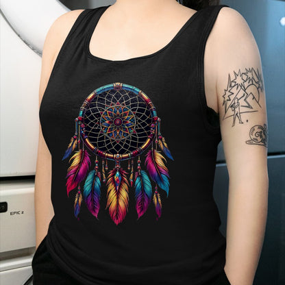 Native American T-Shirts, Vintage Native American Unisex T-Shirt/Hoodie/Sweatshirt HLT00 - American Flag - Colorful Dreamcatcher Feather Native American Indian Art T-Shirt (1)