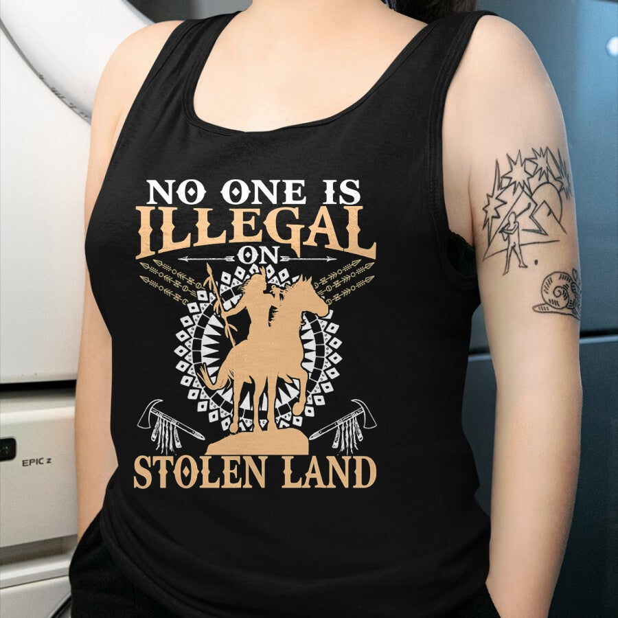 Native American T-Shirts, Vintage Native American Unisex T-Shirt/Hoodie/Sweatshirt HLT00 - No One Is Illegal on Stolen Land Tee Gifts Native Americans T-Shirt (1)
