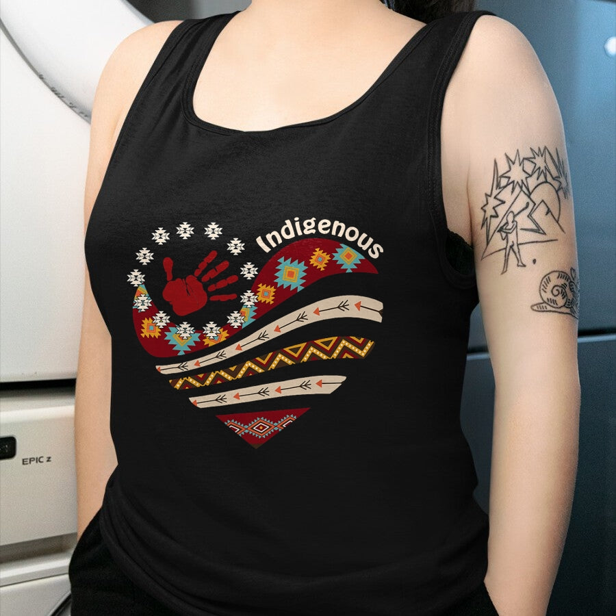 Native American T-Shirts, Vintage Native American Unisex T-Shirt/Hoodie/Sweatshirt HLT00 - Indigenous Native American Blood Red Hand Heart Shape Womens T-Shirt