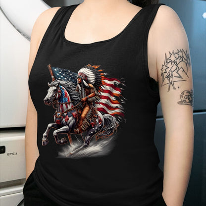 Native American T-Shirts, Vintage Native American Unisex T-Shirt/Hoodie/Sweatshirt HLT00 - Native American Day Flag Indian Riding Horse 4th of July T-Shirt (3)