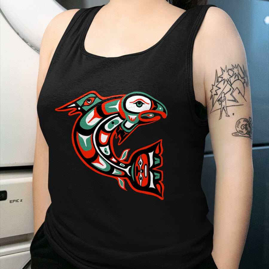 Native American T-Shirts, Vintage Native American Unisex T-Shirt/Hoodie/Sweatshirt HLT00 - Haida art, Native American Style, Salmon Totem T-Shirt