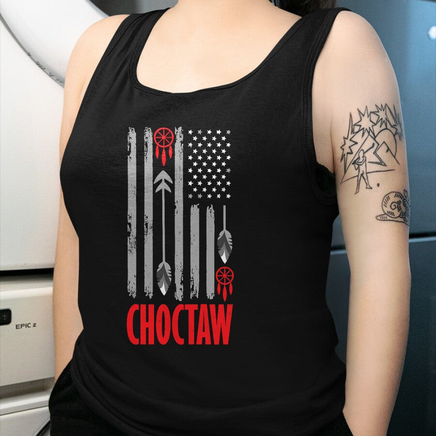 Native American T-Shirts, Vintage Native American Unisex T-Shirt/Hoodie/Sweatshirt HLT00 - American Flag - Choctaw Tribe Native American Day Indigenous Peoples Day Men T-Shirt