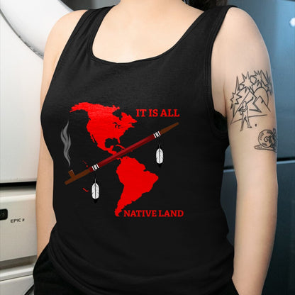 Native American T-Shirts, Vintage Native American Unisex T-Shirt/Hoodie/Sweatshirt HLT00 - Native American It's Native Land With Ceremonial Pipe T-Shirt