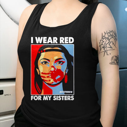 Native American T-Shirts, Vintage Native American Unisex T-Shirt/Hoodie/Sweatshirt HLT00 - I Wear Red For My,Sister Native American Stop MMIW T-Shirt (1)