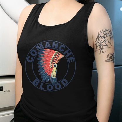 Native American T-Shirts, Vintage Native American Unisex T-Shirt/Hoodie/Sweatshirt HLT00 - American Flag - Comanche Blood Headdress Native American Comanche Tribe T-Shirt
