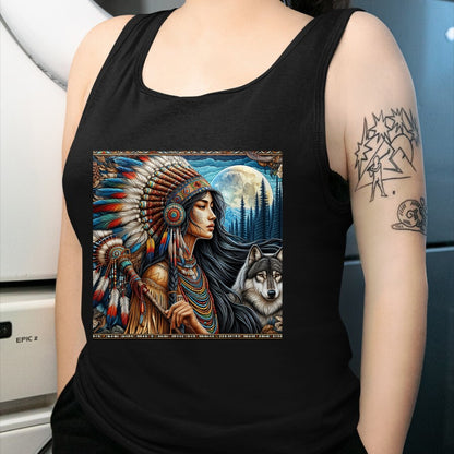 Native American T-Shirts, Vintage Native American Unisex T-Shirt/Hoodie/Sweatshirt HLT00 - indian native american woman with white wolf vintage gifts T-Shirt (1)