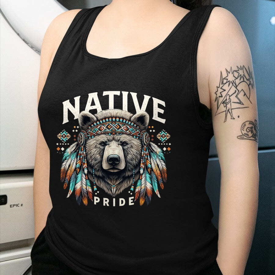 Native American T-Shirts, Vintage Native American Unisex T-Shirt/Hoodie/Sweatshirt HLT00 - Native American Bear Artwork Native American Day Design T-Shirt (4)