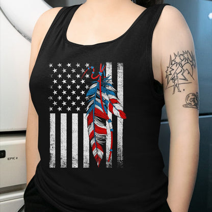 Native American T-Shirts, Vintage Native American Unisex T-Shirt/Hoodie/Sweatshirt HLT00 - American Flag - Native Feather Pride Month Indigenous T-Shirt (1)