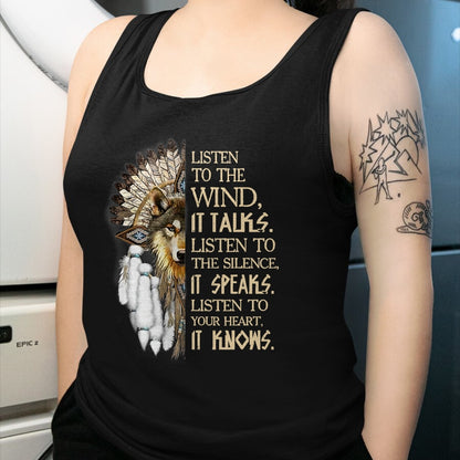 Native American T-Shirts, Vintage Native American Unisex T-Shirt/Hoodie/Sweatshirt HLT00 - Listen to the wind Eagle native american T-Shirt