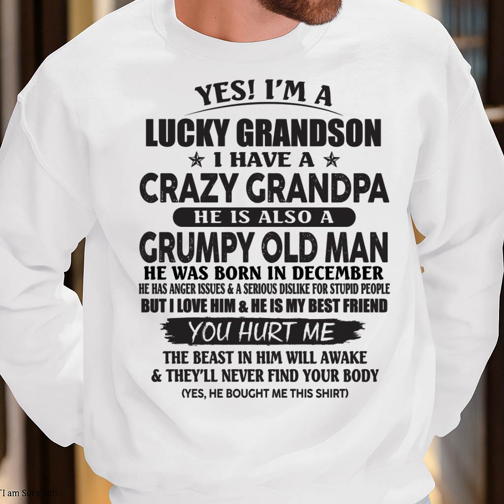 DECEMBER - LUCKY GRANDSON OF CRAZY GRANDPA -  PERFECT GIFT FROM GRANDPA - EBIL12 (SKU12-145-12)
