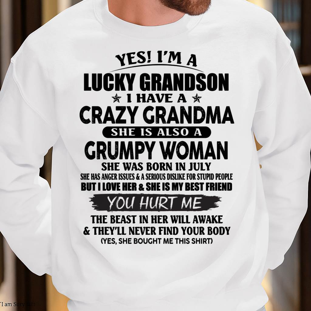 JULY - LUCKY GRANDSON OF CRAZY GRANDMA -  PERFECT GIFT FROM GRANDMA - EBIL07 (SKU12-113-07)
