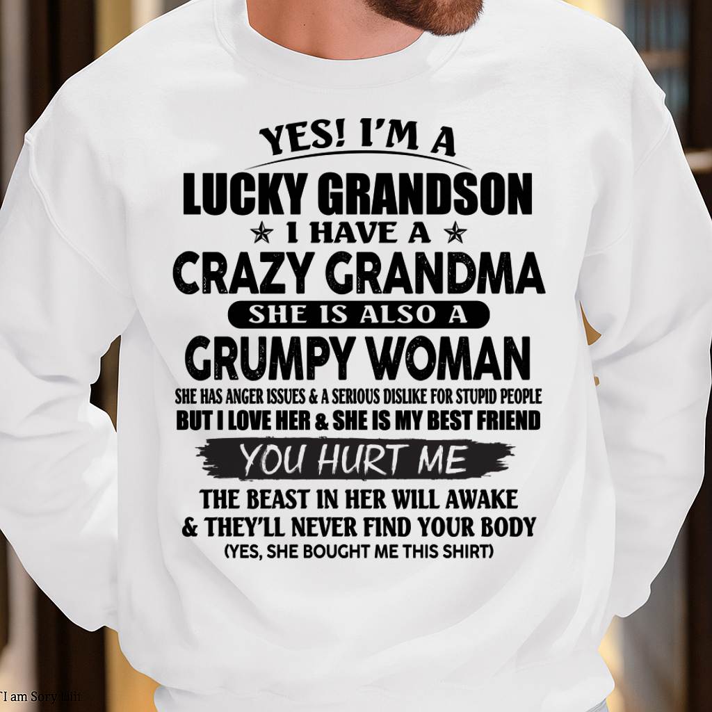 LUCKY GRANDSON OF CRAZY GRANDMA -  PERFECT GIFT FROM GRANDMA - EBIL00 (SKU12-113-00)