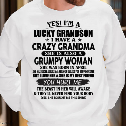 APRIL - LUCKY GRANDSON OF CRAZY GRANDMA -  PERFECT GIFT FROM GRANDMA - EBIL04 (SKU12-113-04)