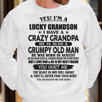 AUGUST - LUCKY GRANDSON OF CRAZY GRANDPA -  PERFECT GIFT FROM GRANDPA - EBIL08 (SKU12-145-08)