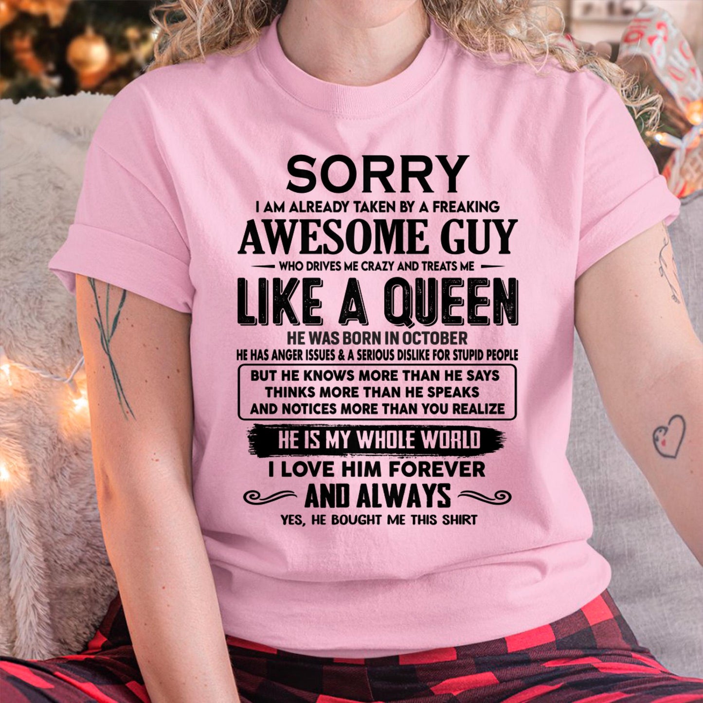 October - Sorry I am already taken by a freaking awesome guy - Gift for Wife From Husband - EBIL10 (SKU-SRG-10)