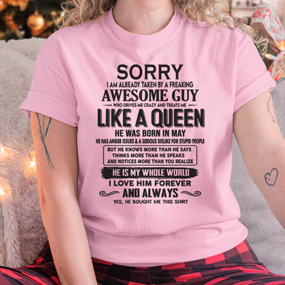 May - Sorry I am already taken by a freaking awesome guy - Gift for Wife From Husband - DONN05 (SKU08-25-05)