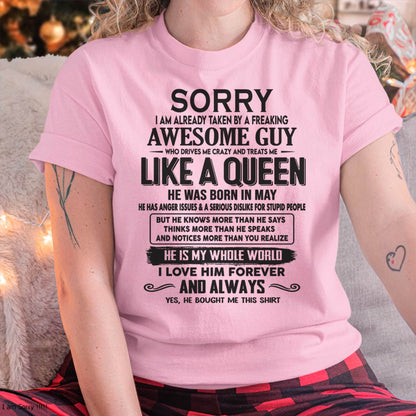 May - Sorry I am already taken by a freaking awesome guy - Gift for Wife From Husband - EBIL05 (SKU08-25-05)