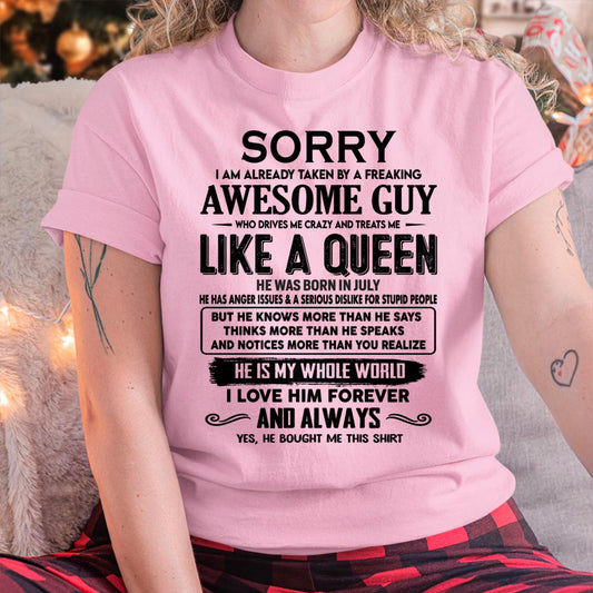 July - Sorry I am already taken by a freaking awesome guy - Gift for Wife From Husband - Ebil07 (SKU-SRG-07)