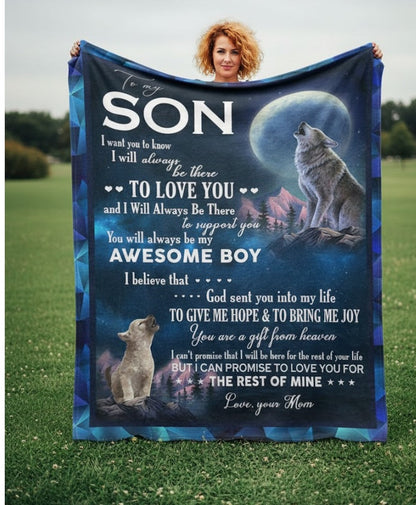 BLANKET FOR SON - GIFT FROM MOM - COMFORT & WARMTH GIFT