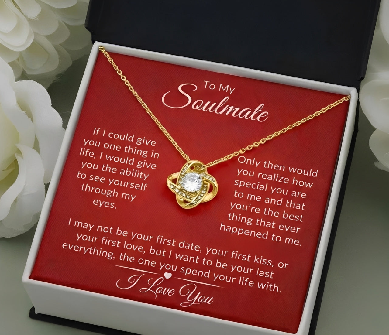 TO MY WIFE "See Yourself Through My Eyes" - FROM HUSBAND - Premium Love Knot Necklace